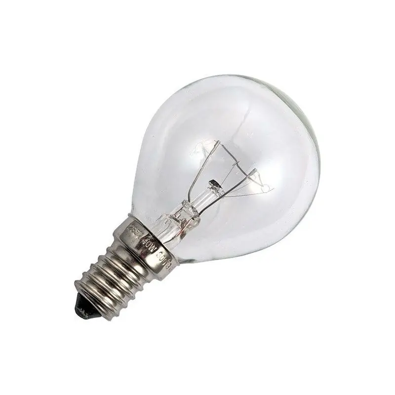 Oferta Flash Lámpara incandescente | Pequeña casquillo E14 | Lámpara de bola | Lámpara de horno | Transparente | 45mm | 25W