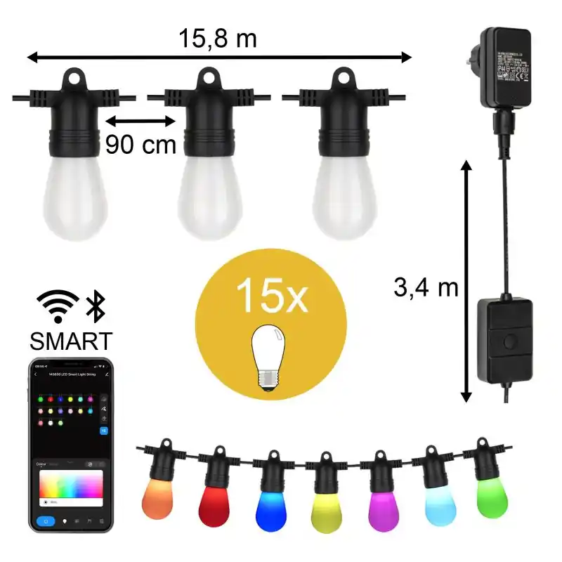 Precio Rebajado Bailey | Prikkabel 15 Metros | 15 Luces | IP44