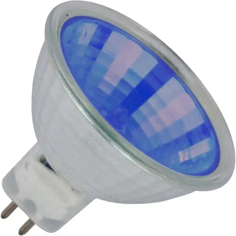 Promoción SPL | Halógeno | MR16 | Empalme GU10 | 50W | 230V | Transparente | Cobertura Azul | 25°