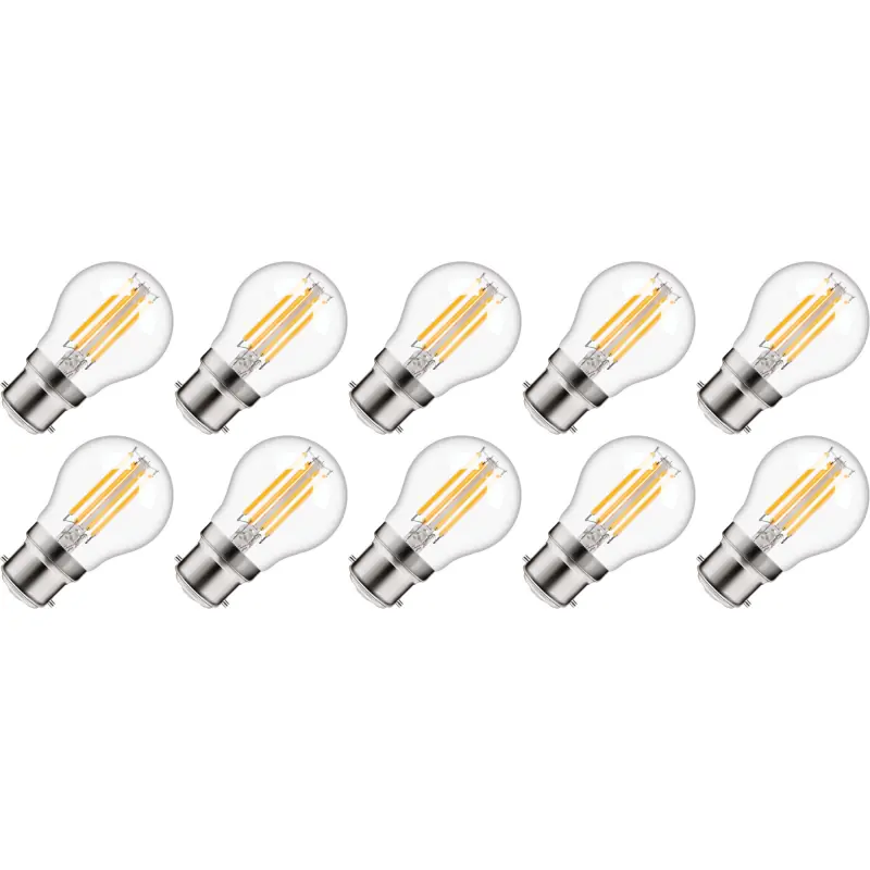 Comprar En Línea Lighto | Filamento LED | Accesorio de bayoneta B22d | Lámpara de bola | Transparente | 45mm | 5W | 10 uds.