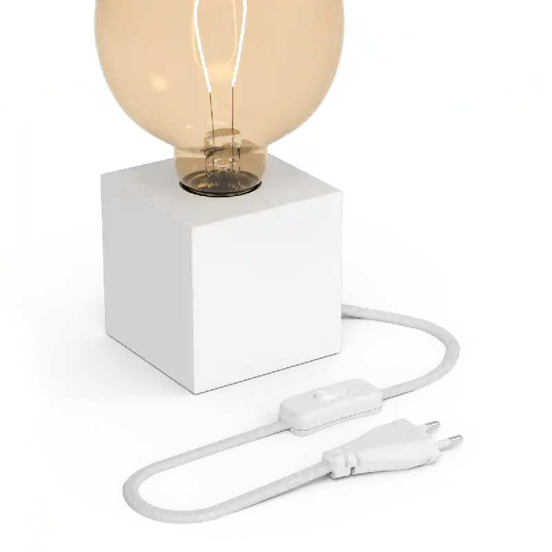Precio De Fábrica Calex | Luminaria de sobremesa | Blanco mate | Empalme E27 | Con interruptor | Cable de 1,8M