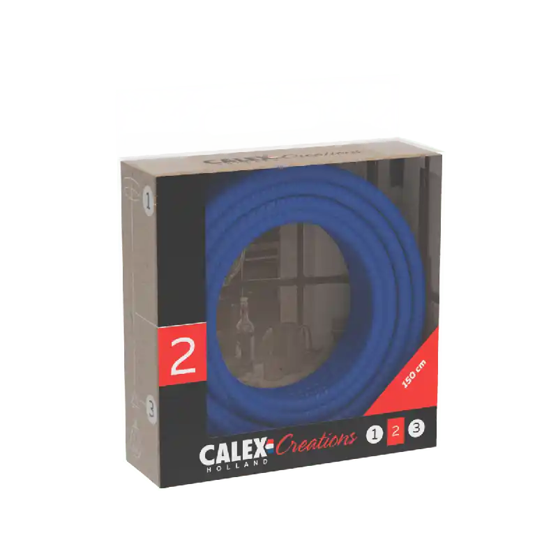 Alta Calidad Calex | Cable con envoltura textil | 2x0,75mm² | 1,5M | Azul | 60W