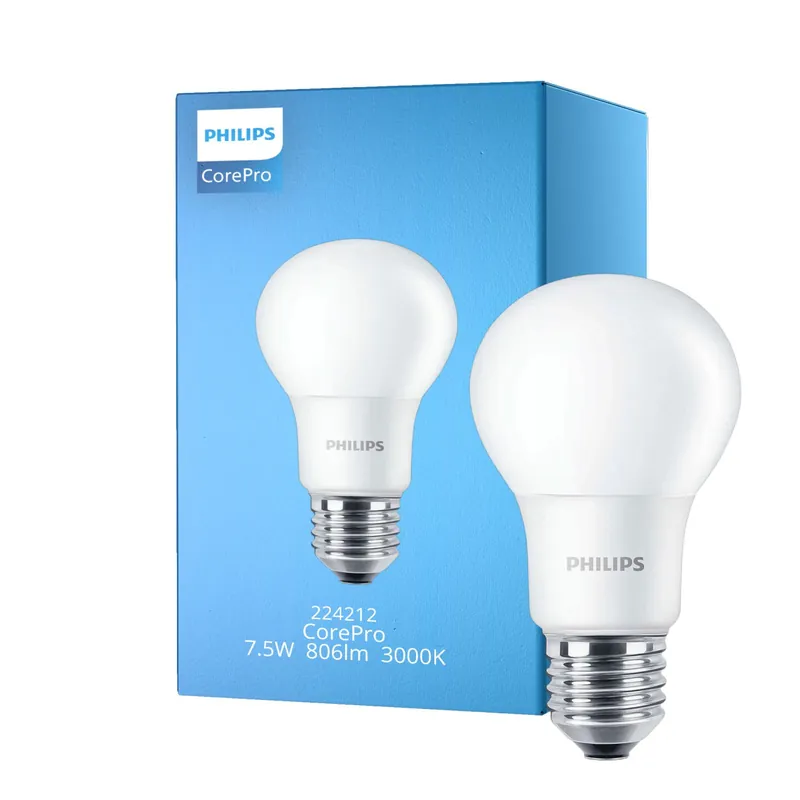 Alta Calidad Philips Corepro LED Bulbo E27 Pera Mate 7.5W 806lm - 830 Luz Cálida | Reemplazo 60W