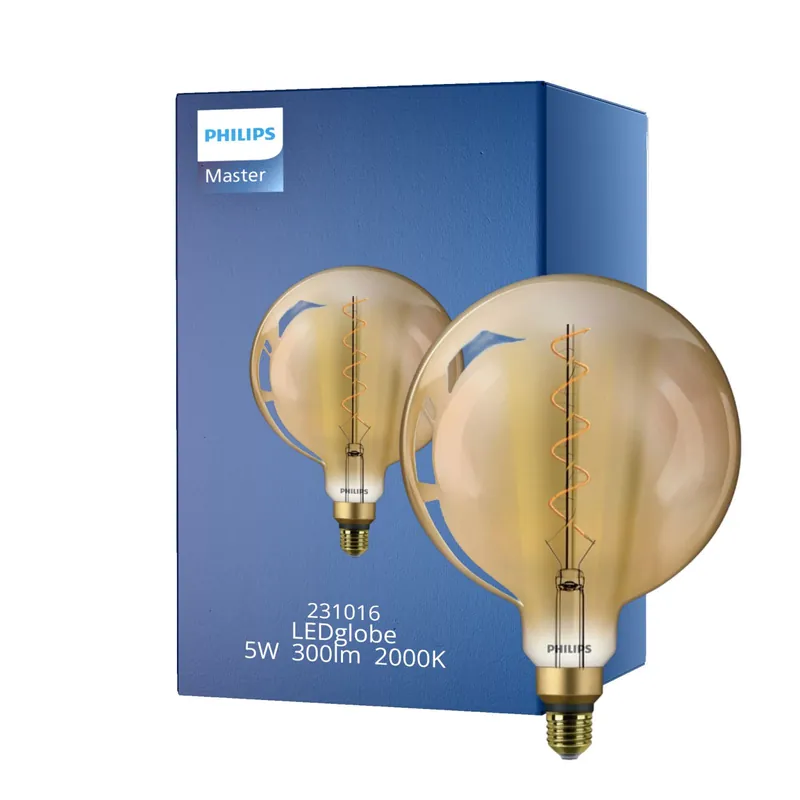 Comprar En Línea Philips Classic LED Globe E27 200mm con Filamento Oro 5W 300lm - 820 Luz muy Cálida | Reemplazo 25W
