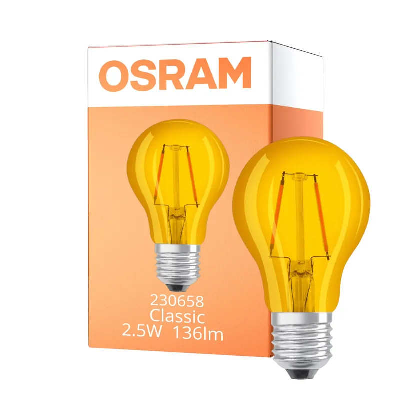 Precio Rebajado Osram Classic LED Star E27 Pera con Filamento Clara Deco 2.5W 136lm - Amarillo | Reemplazo 25W