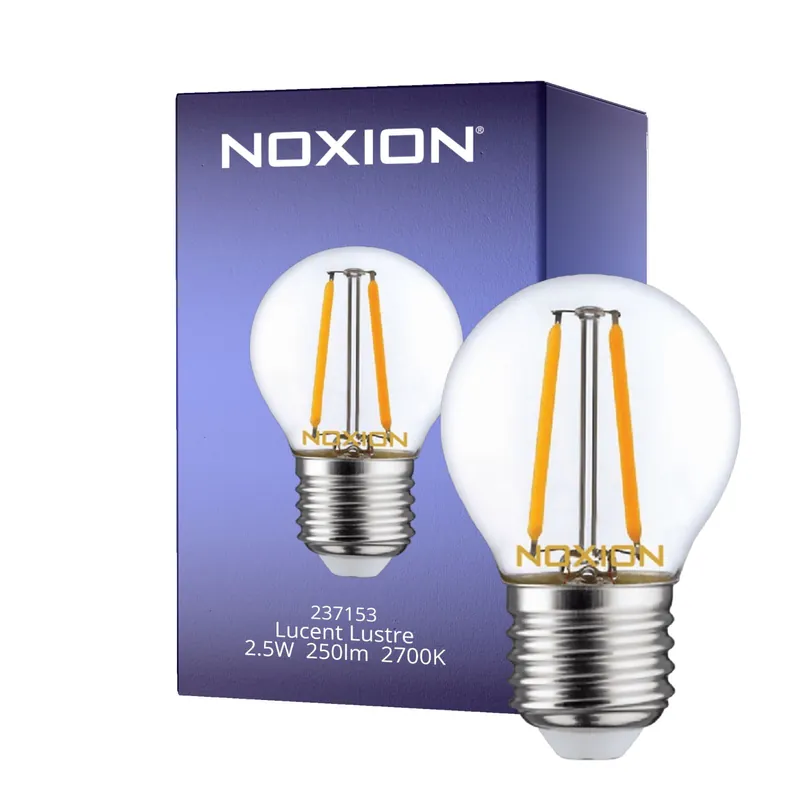 Marca Reconocida Noxion Lucent Lustre LED E27 Esférica con Filamento Clara 2.5W 250lm - 827 Luz muy Cálida | Reemplazo 25W