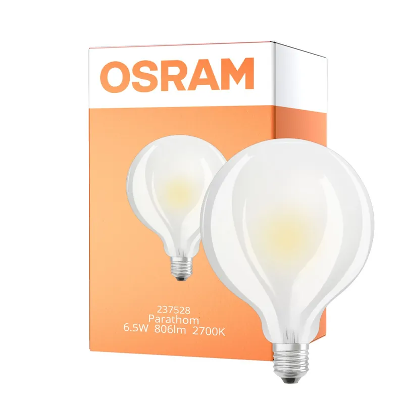 Solo Por Tiempo Limitado Osram Parathom Retrofit Classic LED E27 Globe con Filamento Mate 95mm 6.5W 806lm - 827 Luz muy Cálida | Reemplazo 60W