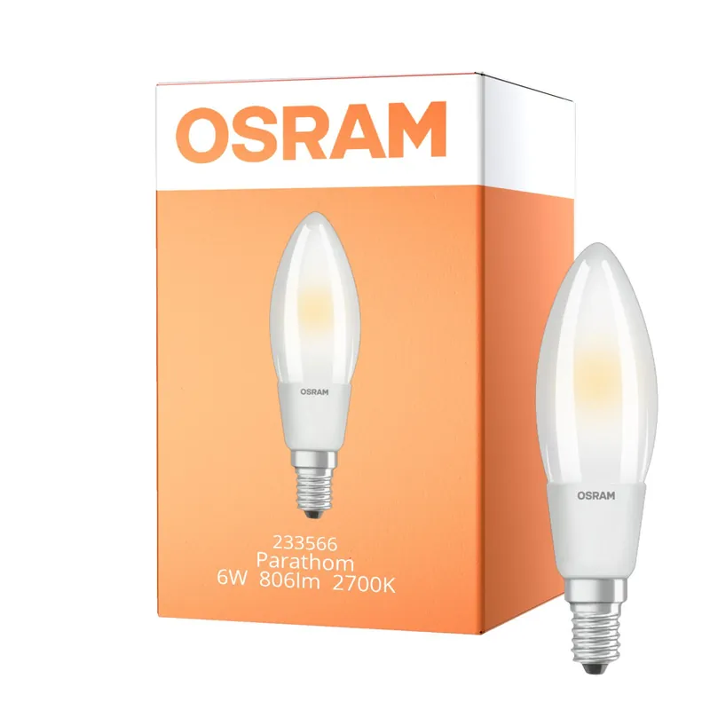 Certificado Osram Classic LED E14 Vela Mate 6W 806lm - 827 Luz muy Cálida | Regulable - Reemplazo 60W