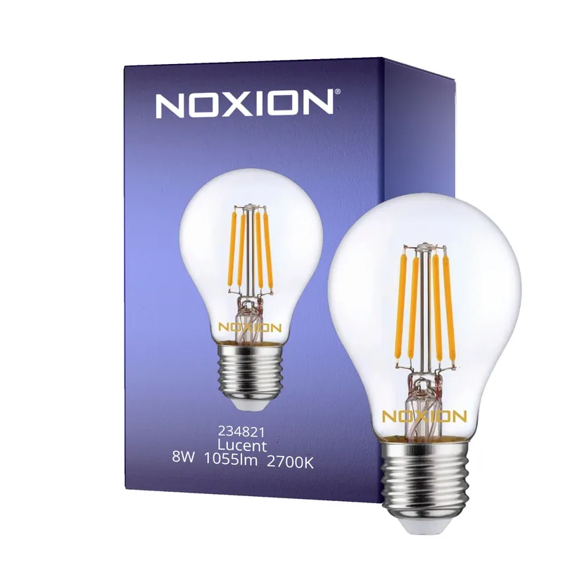 Últimas Unidades Noxion Lucent LED E27 Pera con Filamento Clara 8W 1055lm - 827 Luz muy Cálida | Reemplazo 75W