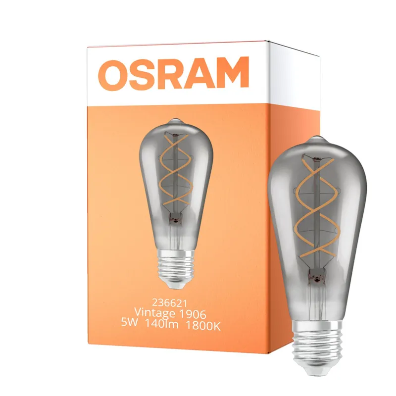 Osram Vintage 1906 LED E27 Edison con Filamento Smoke 5W 140lm - 818 Luz muy Cálida | Reemplazo 25W Oferta Limitada