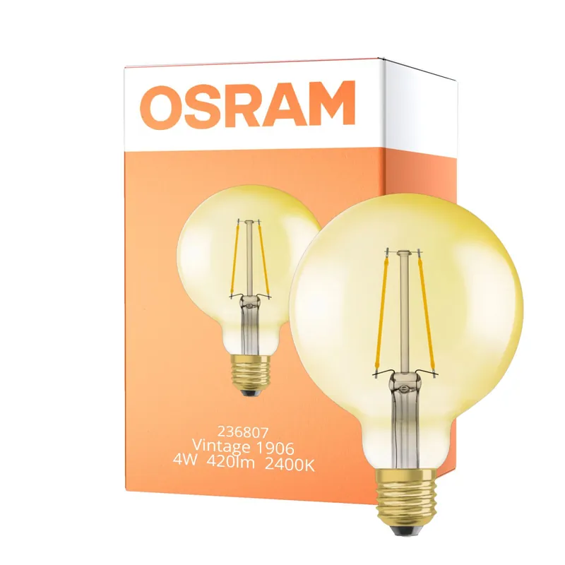 Envío Inmediato Osram Vintage 1906 LED E27 Globe con Filamento Oro 95mm 4W 420lm - 824 Luz muy Cálida | Regulable - Reemplazo 40W
