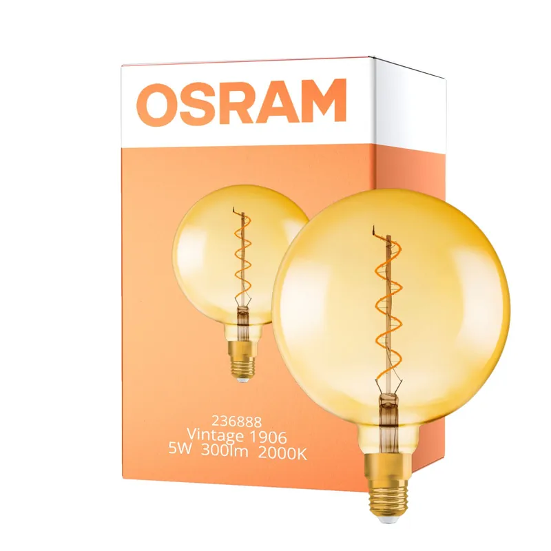 Comprar En Línea Osram Vintage 1906 LED E27 Globe con Filamento Oro 200mm 5W 300lm - 820 Luz muy Cálida | Regulable - Reemplazo 40W