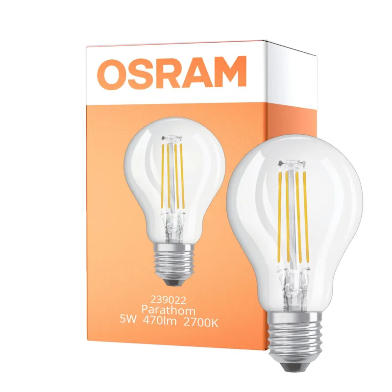 Envío Inmediato Osram Retrofit LED E27 Esférica con Filamento Clara 5W 470lm - 927 Luz muy Cálida | Mejor reproducción de color - Regulable - Reemplazo 40W
