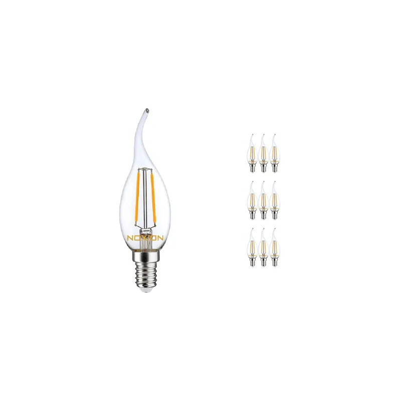 Novedad Multipack 10x Noxion Lucent LED E14 Punta torcida Vela con Filamento Clara 2.5W 250lm - 827 Luz muy Cálida | Reemplazo 25W