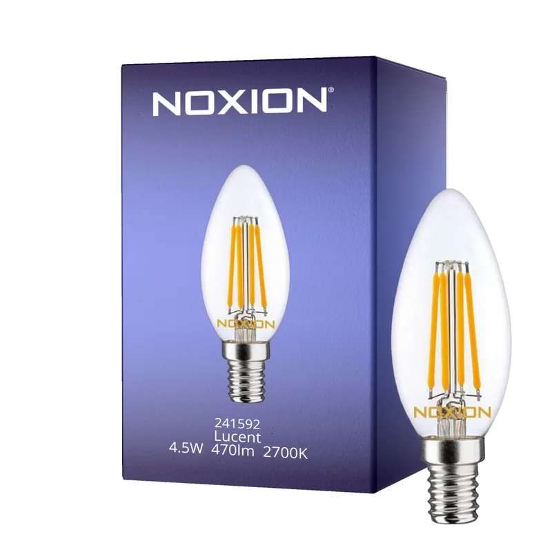 Última Oportunidad Noxion Lucent LED E14 Vela con Filamento Clara 4.5W 470lm - 827 Luz muy Cálida | Reemplazo 40W
