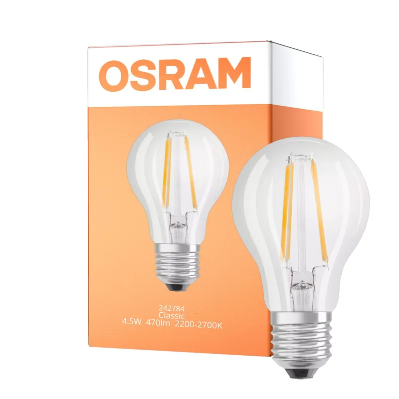 Osram Parathom LED E27 Pera Clara 4.5W 470lm - 822-827 Dim To Warm | Reemplazo 40W Solo Por Tiempo Limitado
