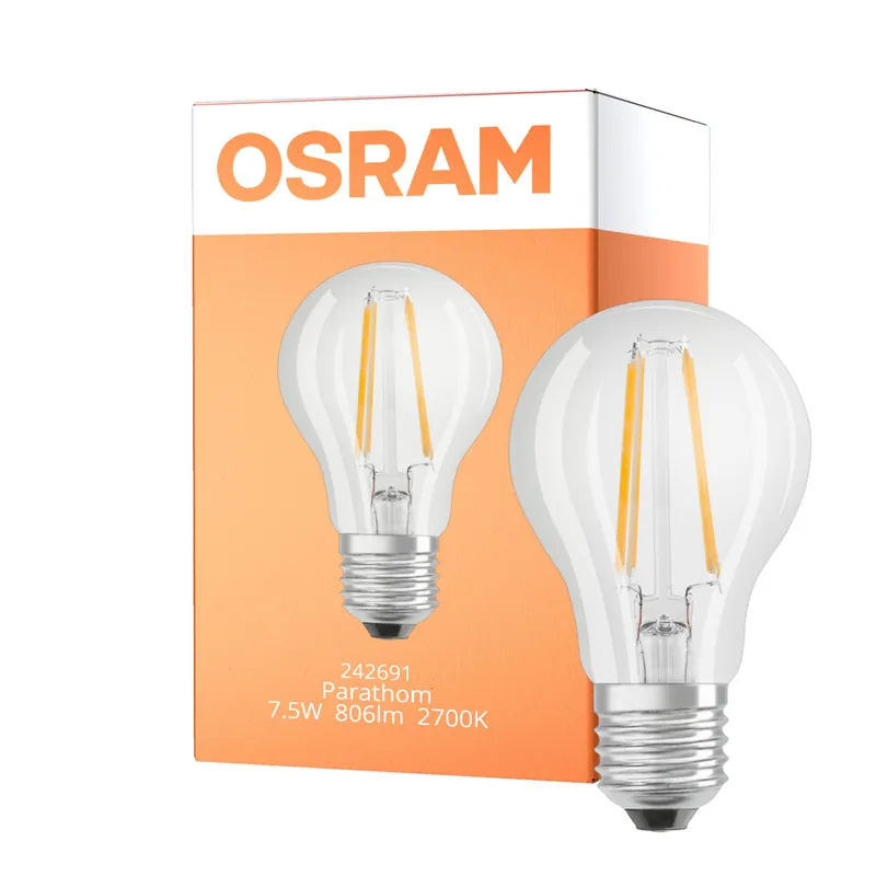 Osram Parathom Retrofit Classic LED E27 Pera con Filamento Clara 7.5W 806lm - 927 Luz muy Cálida | Mejor reproducción de color - Reemplazo 60W Liquidación