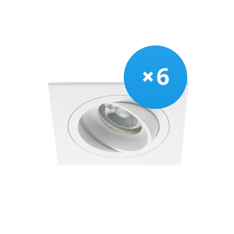 Multipack 6x Noxion Empotrado Spot Boxi MR16 Ajustable Blanco | Recorte 80mm - GU10 Casquillo Certificado