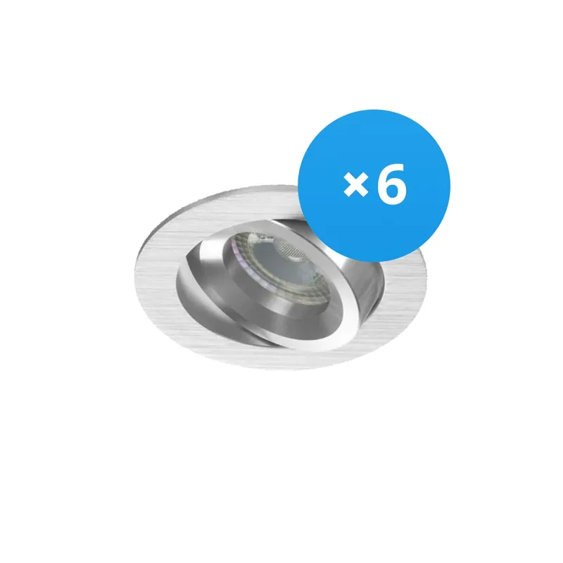 Disponible Ahora Multipack 6x Noxion Empotrado Spot Drome MR16 Ajustable Aluminium | Recorte 69mm - GU10 Casquillo