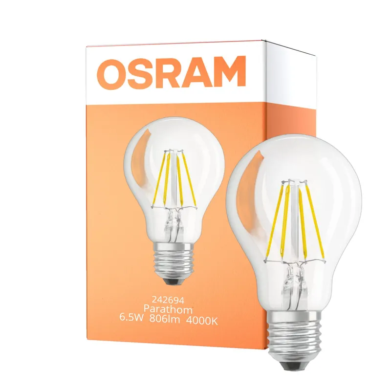 Osram Parathom Retrofit Classic LED E27 Pera con Filamento Clara 6.5W 806lm - 840 Blanco Frio | Reemplazo 60W Precio Económico