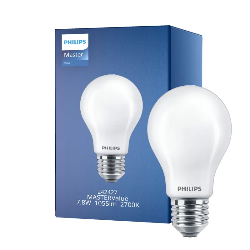 Venta Final Philips MASTER Value LED Bulbo E27 Pera Mate 7.8W 1055lm - 927 Luz muy Cálida | Mejor reproducción de color - Regulable - Reemplazo 75W