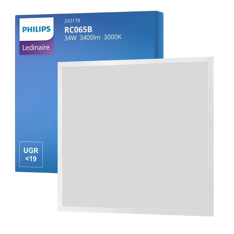 Económico Philips Panel LED Ledinaire RC065B 34W 3400lm - 830 Luz Cálida | 60x60cm - UGR <19