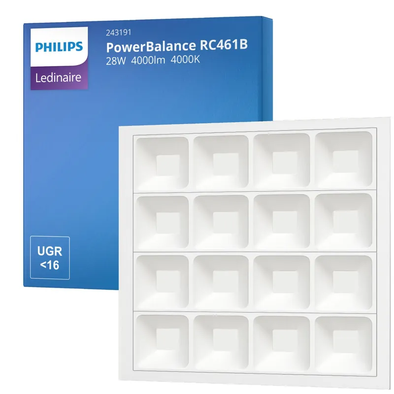 Venta Final Philips Panel LED PowerBalance RC461B 28W 4000lm - 940 Blanco Frio | 60x60cm - UGR <16 - Mejor reproducción de color - Sensor de movimiento y luz