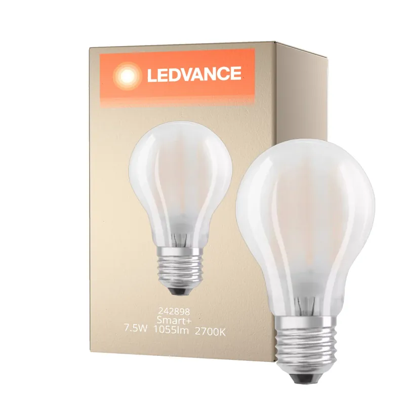 Ledvance Smart+ Wifi E27 Pera Classic con Filamento 7.5W 1055lm - 827 Luz muy Cálida | Regulable - Reemplazo 75W Certificado