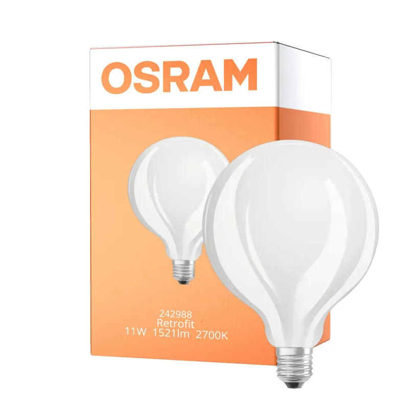 Osram Retrofit LED E27 Globe con Filamento Mate 11W 1521lm - 827 Luz muy Cálida | Reemplazo 100W Envío Exprés