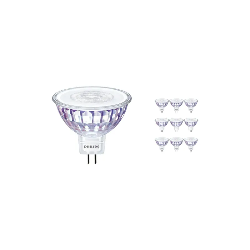Última Versión Multipack 10x Philips Master Value LED Foco GU5.3 MR16 7.5W 660lm 60D - 940 Blanco Frio | Mejor reproducción de color - Regulable - Reemplazo 50W