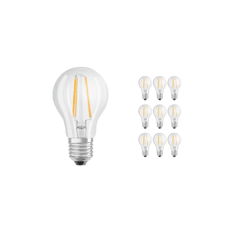 Popular Multipack 10x Ledvance Classic LED E27 Pera con Filamento Clara 4.2W 470lm - 927 Luz muy Cálida | Mejor reproducción de color - Regulable - Reemplazo 40W