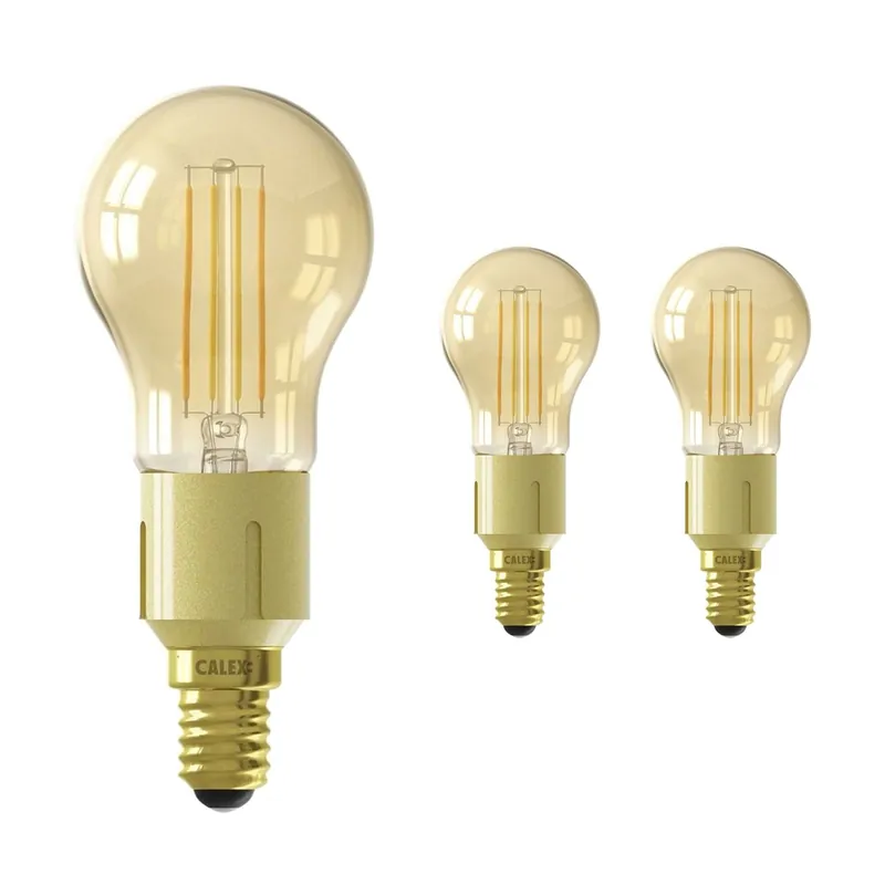 Marca Reconocida Multipack 3x Calex Smart Tuya Wifi E14 Esférica con Filamento 4.5W 400lm - 818-830 Ajustable Blanco | Regulable - Reemplazo 40W