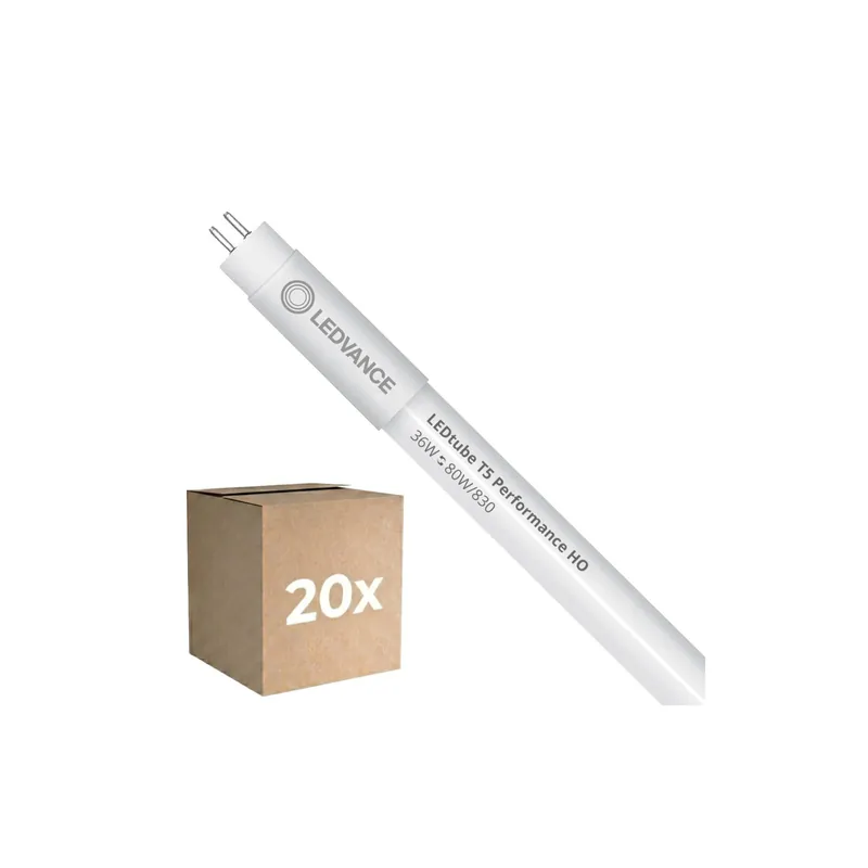 Certificado Multipack 20x Ledvance Tubo LED T5 Performance (HF) Ultra Output 36W 5050lm - 830 Luz Cálida | 145cm - Reemplazo 80W