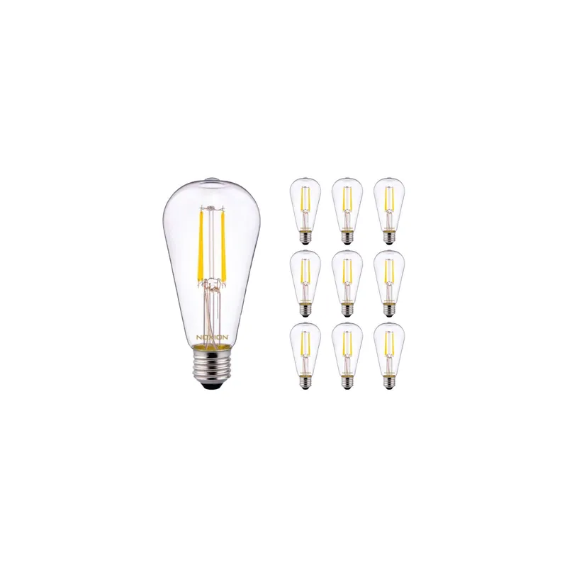 Multipack 10x Noxion Lucent LED E27 Pera con Filamento Clara 4W 470lm - 827 Luz muy Cálida | Reemplazo 40W Precio Económico