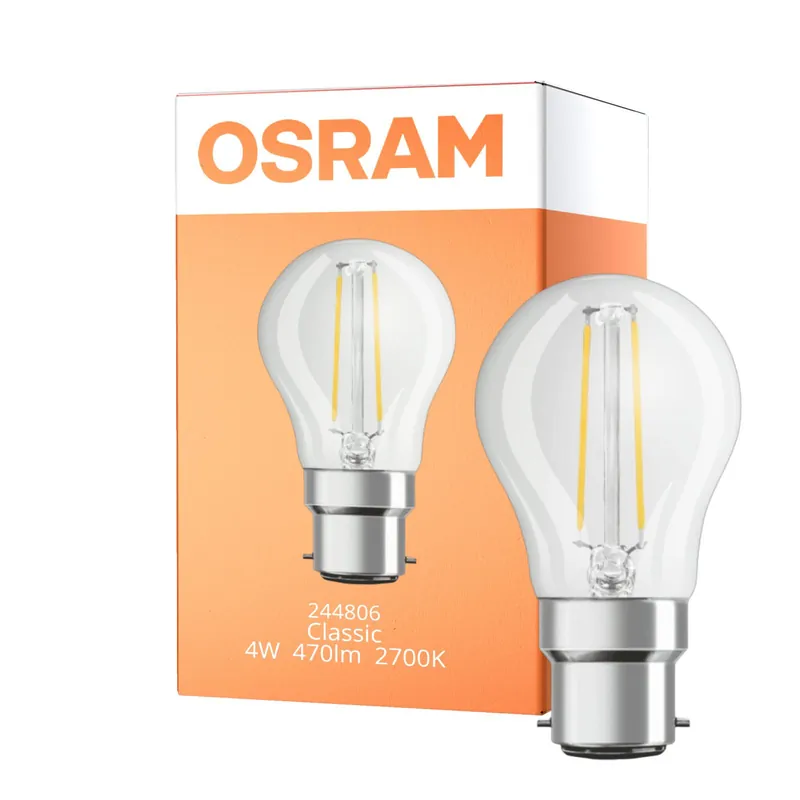 Osram Retrofit Classic LED B22d P45 Esférica con Filamento Clara 4W 470lm - 827 Luz muy Cálida | Reemplazo 40W Mejor Precio