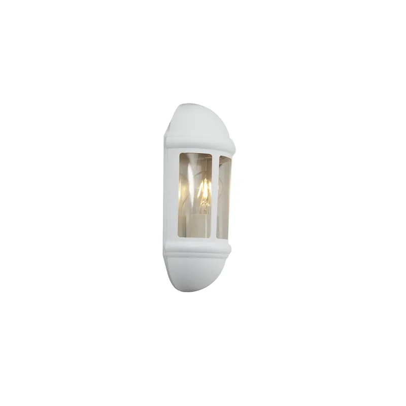 Ansell LED Luz de pared Latina Mitad Linterna Blanco - Apta para E27 hasta 42W | IP65 Última Versión