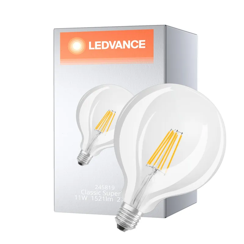 Ledvance Superior Classic LED E27 Globe con Filamento Clara 11W 1521lm - 927 Luz muy Cálida | Mejor reproducción de color Novedad