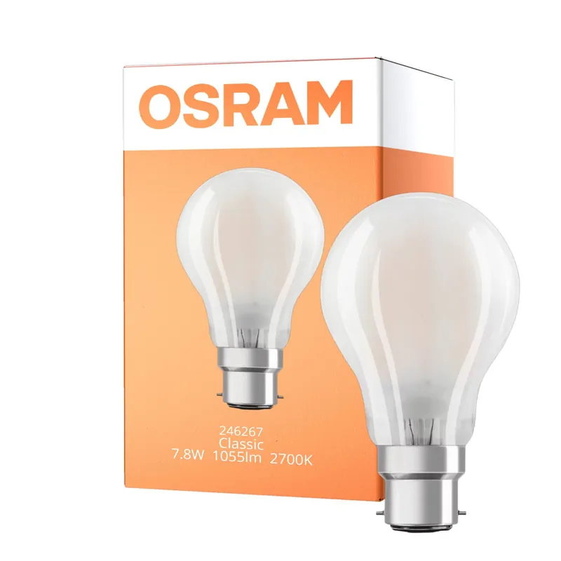 Osram Retrofit Classic LED B22d Pera Mate 8.5W 806lm - 827 Luz muy Cálida | Regulable - Reemplazo 60W Alta Calidad