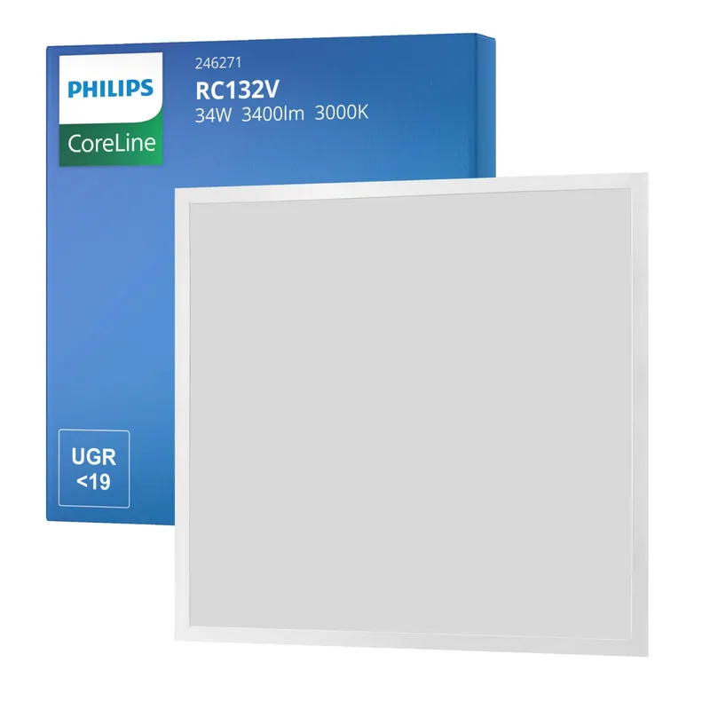 Económico Philips Panel LED RC132V CoreLine G5 Acero Blanco 34W 3400lm - 830 Luz Cálida | 60x60cm - UGR < 19 - Dali Regulable - Luz de emergencia 3 horas