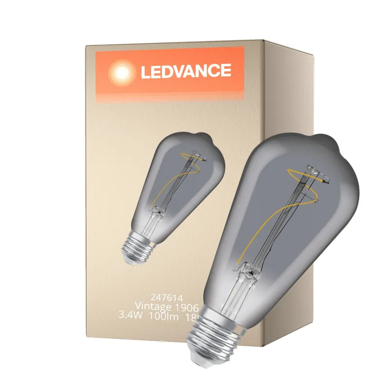 Ledvance LED Vintage 1906 E27 Edison con Filamento Smokey 3.4W 100lm - 818 Luz muy Cálida Certificado