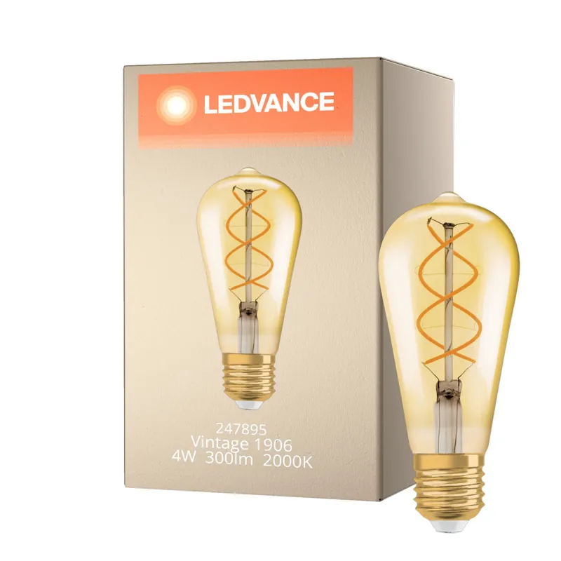 Ledvance Vintage 1906 LED E27 Pera Oro 4W 300lm - 820 Luz muy Cálida | Regulable - Reemplazo 25W Disponible Ahora