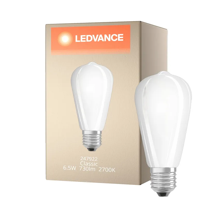 Alta Calidad Ledvance Classic LED E27 Pera con Filamento Mate 6.5W 730lm - 827 Luz muy Cálida | Reemplazo 55W