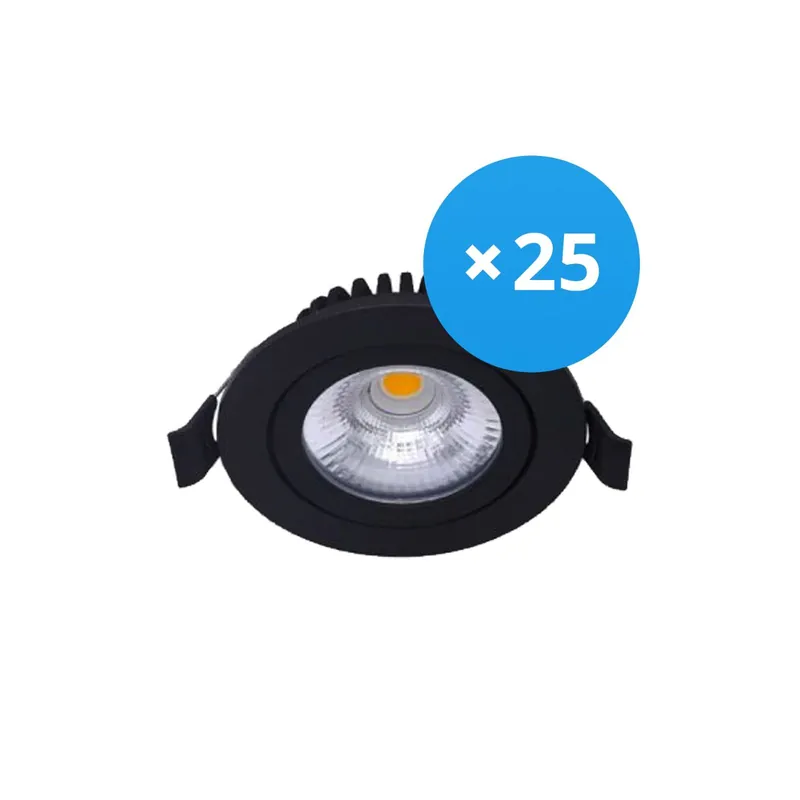 Multipack 25x Noxion LED Ajustable Slim Foco Negro Esférica 6W 550lm 60D - 927 Luz Muy Cálida | 85mm - IP54 - Regulable - Mejor Reproducción De Color Ocasión Especial