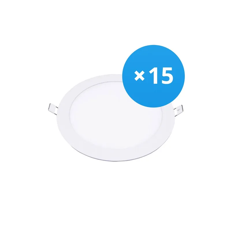 Promoción Multipack 15x Bright Choice Downlight LED UltraSlim 15W 1200lm 110D - 840 Blanco Frio | 190mm - Recorte 175mm