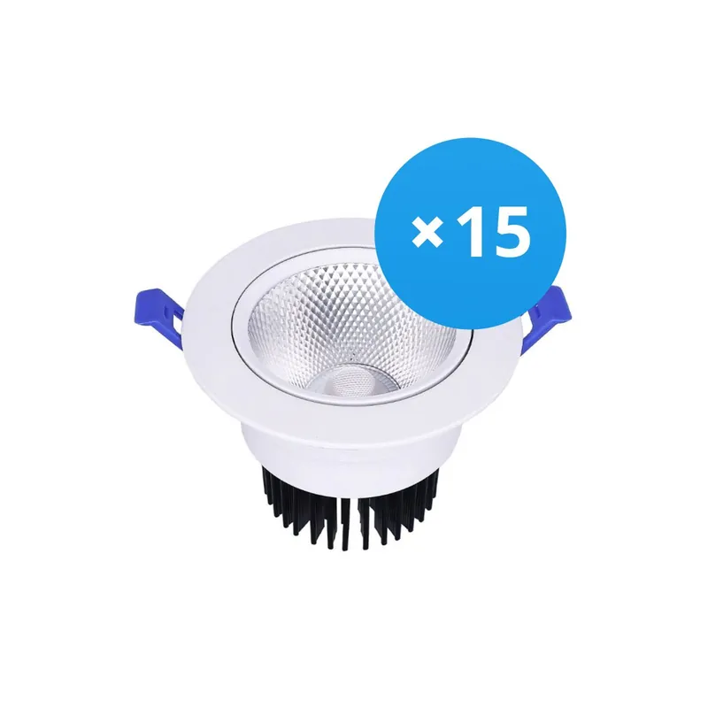 Económico Multipack 15x Bright Choice Downlight LED Esférica Ajustable 15W 1200lm 60D - 930 Luz Cálida | 135mm - Recorte 110mm - UGR <19