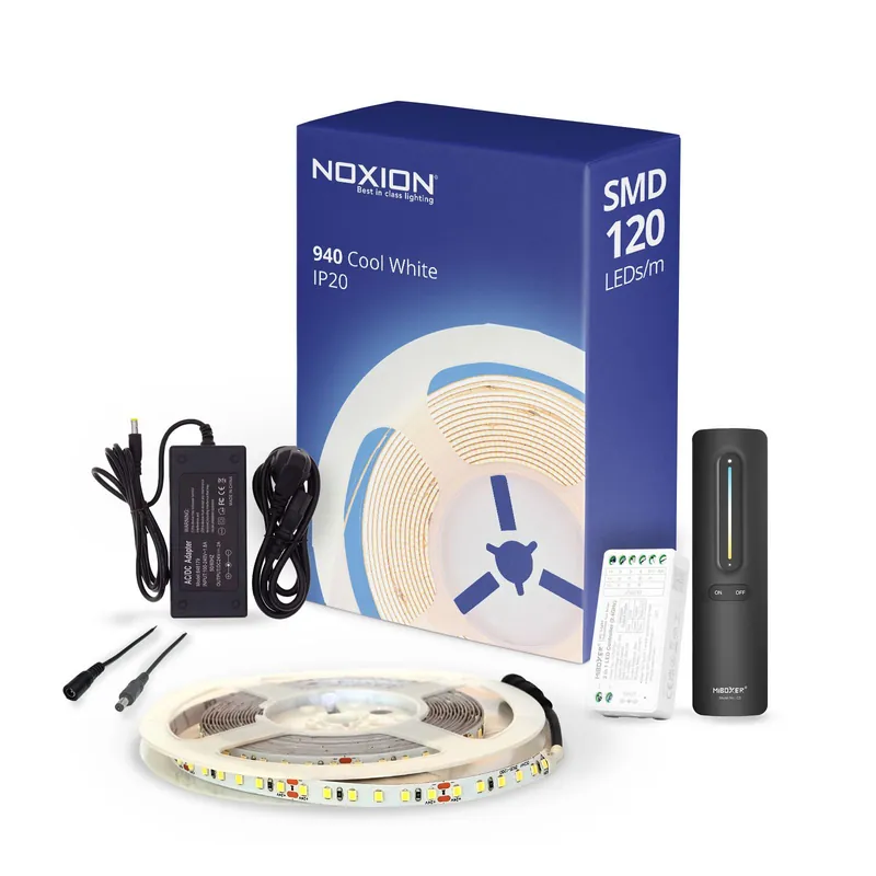 Oferta De Temporada Noxion Tiras LED Naga 5 Metro Set completo - 24V - 120LEDs/m - 9.6W/m - 940 Blanco Frio | 8mm - IP20 - Mejor Reproducción De Color - SMD2835