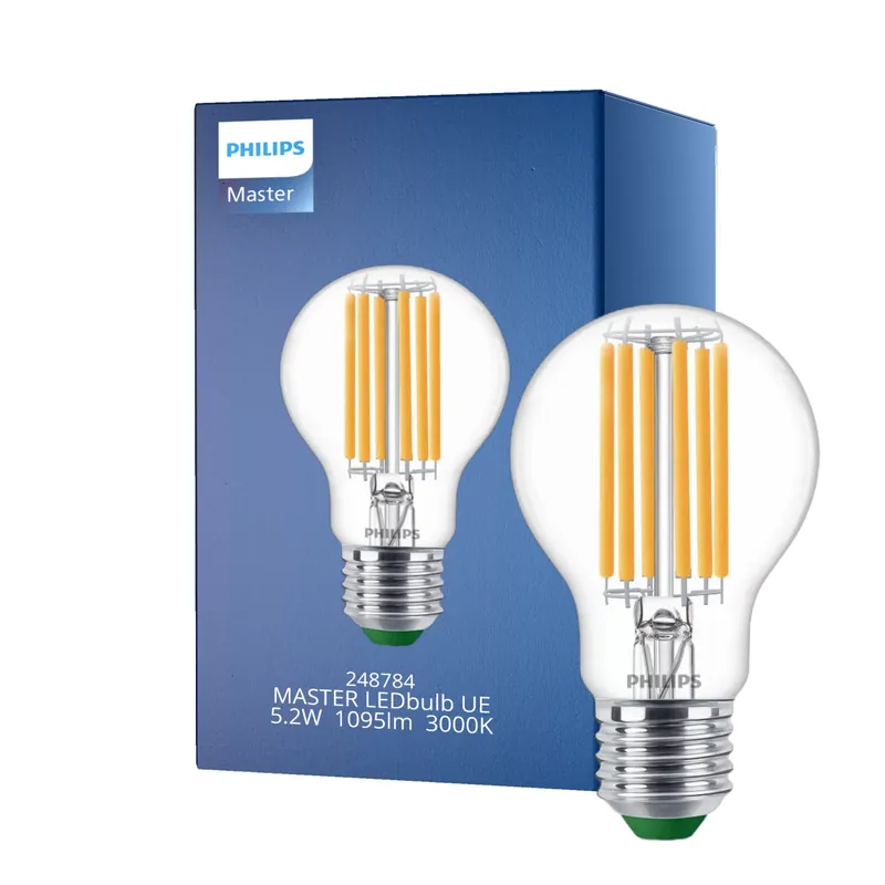 Philips MASTER LED Bulbo Ultra Efficient E27 Pera Clara 5.2W 1095lm - 830 Luz Cálida | Reemplazo 75W Solo Hoy