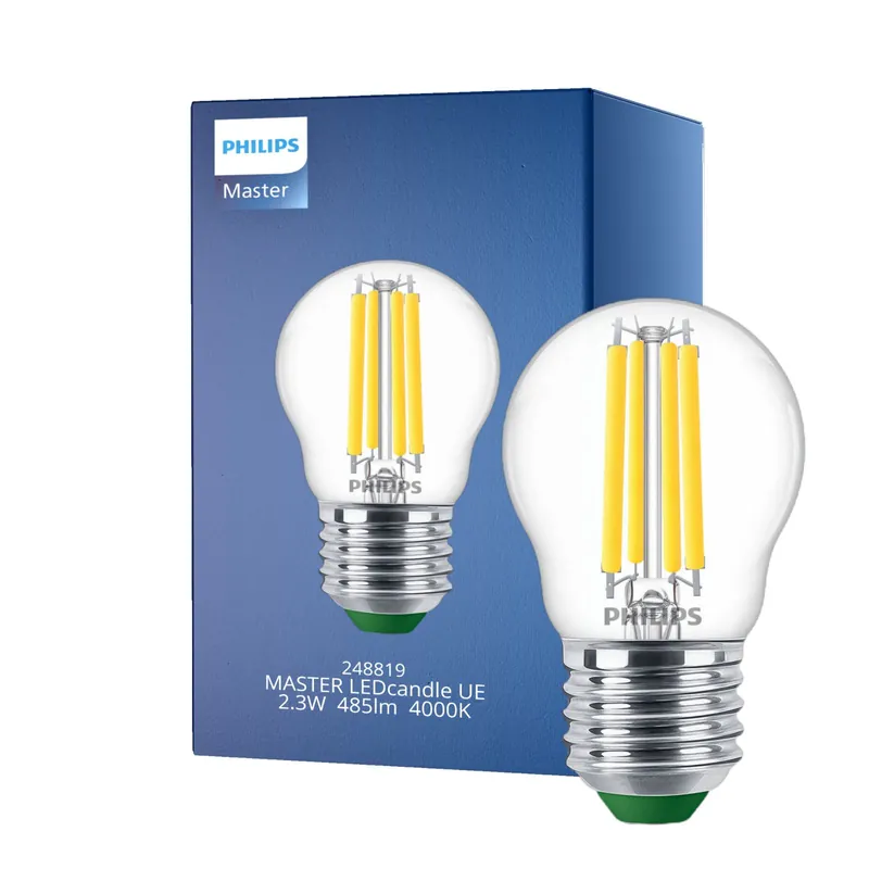 Philips MASTER LED Vela Ultra Efficient E27 Esférica Clara 2.3W 485lm - 840 Blanco Frio | Reemplazo 40W Precio Bajo