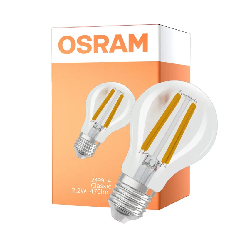 Última Oportunidad Osram Classic LED E27 Pera Con Filamento Clara 2.2W 470lm - 827 Luz Muy Cálida | Regulable - Reemplazo 40W