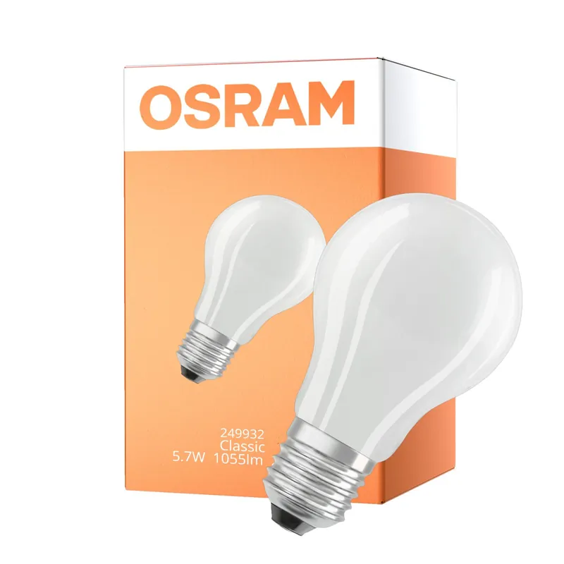 Osram Classic LED E27 Pera Con Filamento Mate 5.7W 1055lm - 827 Luz Muy Cálida | Regulable - Reemplazo 75W Precio De Fábrica